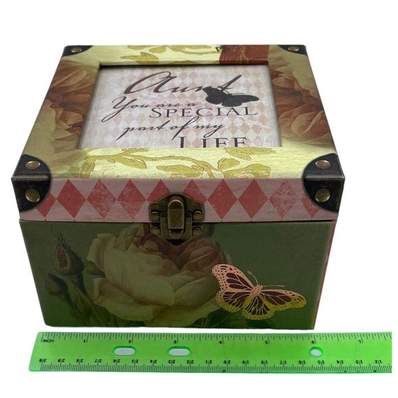 Photo Top Velvet Lined Jewelry Music Box Aunt That's What Friends Are For Song - Picture 12 of 14